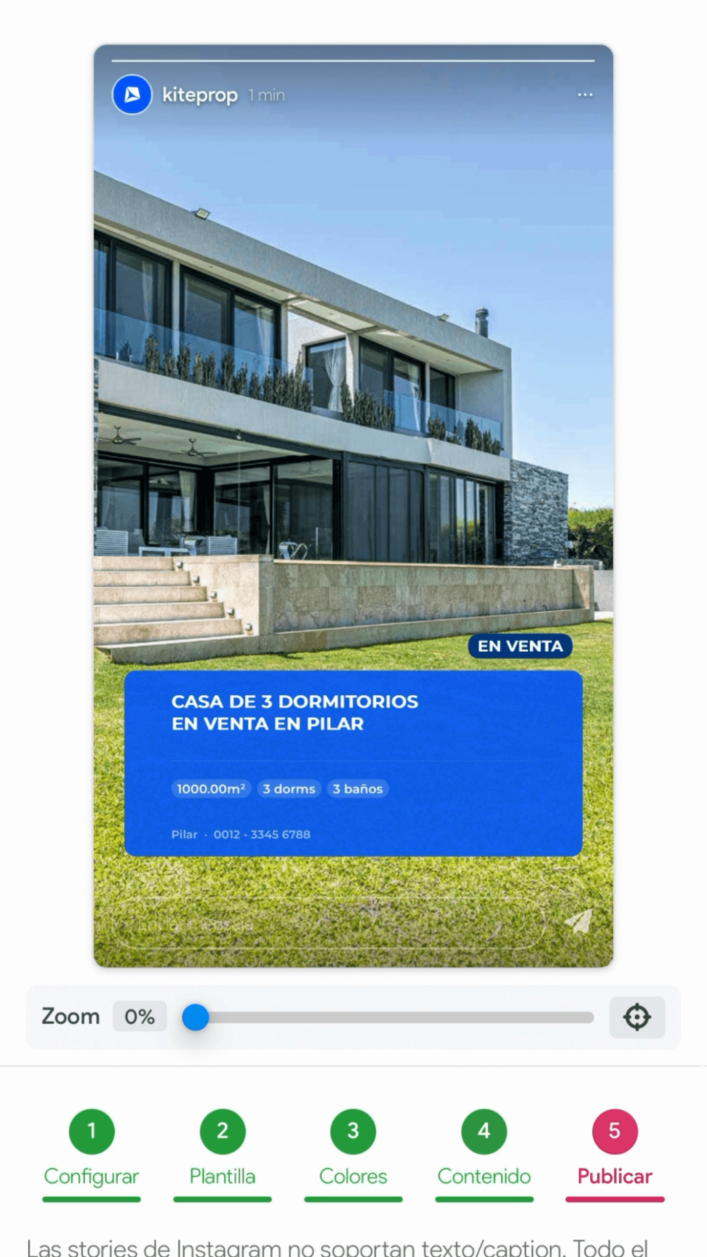 Publicación en Instagram desde KiteProp