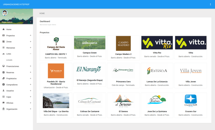Urbanify — dashboard de proyectos y lotes