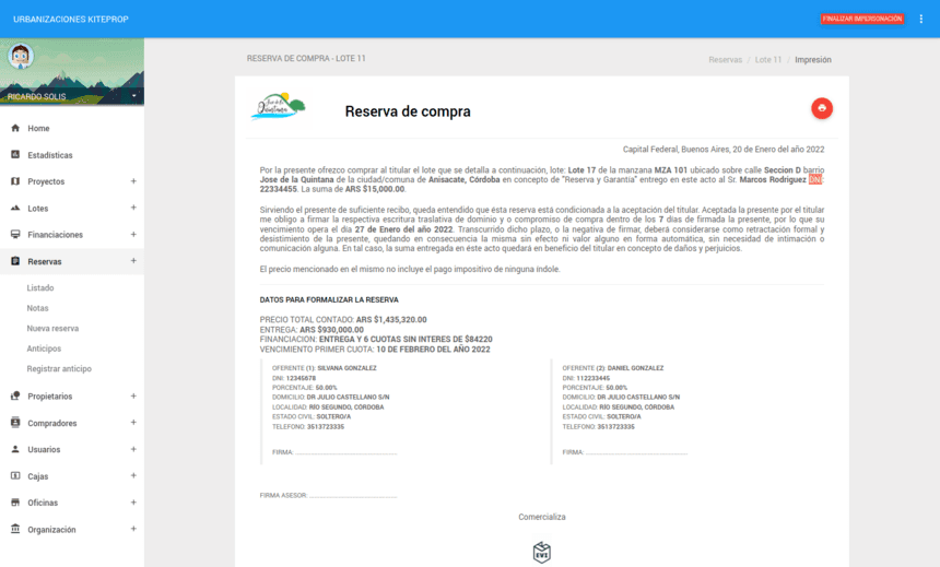 Urbanify — reserva de compra y documentación
